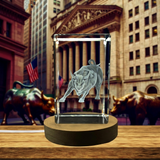 3D Engraved Crystal Wall Street Bull Trophy Award Recognition - Unique Home Decor Keepsake Gift - Custom Award From A&B Crystal Collection