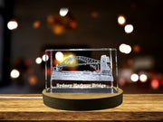 Sydney's Iconic Gateway - Sydney Harbour Bridge Immortalized in 3D Engraved Crystal