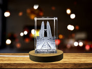 Soaring Elegance - Petronas Towers Immortalized in 3D Engraved Crystal