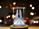 Soaring Elegance - Petronas Towers Immortalized in 3D Engraved Crystal A&B Crystal Collection