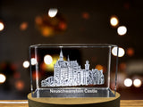 Fairytale Splendor - Neuschwanstein Castle Immortalized in 3D Engraved Crystal A&B Crystal Collection