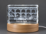 Roman Ingenuity - Pont du Gard Immortalized in 3D Engraved Crystal