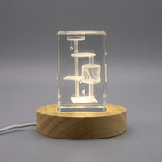 Cat Climbing Tree Gift 3D Engraved Crystal — Made in Canada