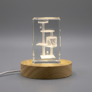 3D Engraved Crystal Cat Climbing Tree Gift