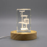 Cat Climbing tree — 3D laser-engraved crystal keepsake, Made in Canada