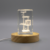 3D Engraved Crystal Cat Climbing Tree Gift