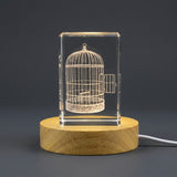 Parrot Cage 3D Engraved Crystal — Made in Canada