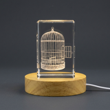 3D Engraved Crystal Parrot Cage - Unique Bird Lovers Gift