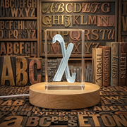 Chi Greek Alphabet Letter Recognition 3D Engraved Crystal Trophy Award with Free LED Base