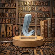 Iota Greek Alphabet Letter Recognition Award Trophy 3D Engraved Crystal Art with LED Base