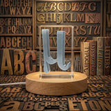 Mu Greek Alphabet Letter 3D Engraved Crystal Trophy Award — Made in Canada - Custom Award From A&B Crystal Collection