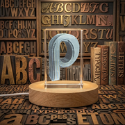Rho Greek Letter 3D Engraved Crystal Trophy Award with LED Base - Luxury Recognition Art