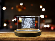 Majestic Wolf Howling Engraved Crystal - A Serenade to the Moon