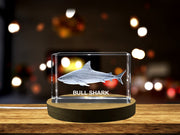 Striking 3D Engraved Crystal | Bull Shark