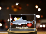 Striking 3D Engraved Crystal | Bull Shark A&B Crystal Collection