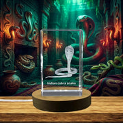 Hypnotic Indian Cobra Snake 3D Engraved Crystal — Made in Canada