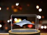 La Plata Dolphin Crystal Engraving - Elegantly Carved Marine Mammal Decorative Centerpiece A&B Crystal Collection