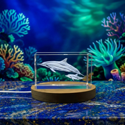 3D Spinner Dolphin Crystal Trophy Award - Handcrafted Collectible Sculpture