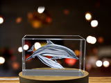 Graceful Striped Dolphin Sculpted in Shimmering Crystal Collector's Statue A&B Crystal Collection