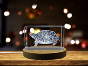 Desert Box Turtle Crystal Engraving - Beautifully Carved Reptile Decorative Accent