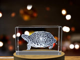 Desert Box Turtle Crystal Engraving - Beautifully Carved Reptile Decorative Accent A&B Crystal Collection