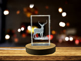 Axis Deer Crystal Sculpture Award - 3D Engraved Recognition Gift for Wildlife Enthusiasts