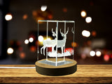 Axis Deer Crystal Sculpture Award - 3D Engraved Recognition Gift for Wildlife Enthusiasts - Custom Award From A&B Crystal Collection