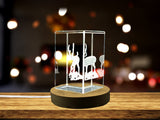 Chital Deer Crystal Trophy Award Recognition | Handcrafted Gift for Nature & Animal Lovers - Custom Award From A&B Crystal Collection