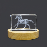 Marwari Horse 3D Engraved Crystal Trophy Award | Luxury Indian Decor Recognition