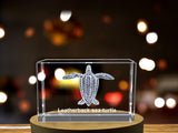 Leatherback Sea Turtle Engraved Crystal Paperweight - Majestic Giant of the Ocean Replica A&B Crystal Collection