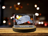 Pig-Nosed Turtle Engraved Crystal Paperweight - Unique Australian Freshwater Reptile Replica