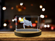 Hawksbill Sea Turtle Engraved Crystal Paperweight - Iconic Reef Dweller Replica