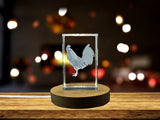Recognition Crystal Friesian Chicken Trophy Award Statue with LED Base - Farmhouse Decor