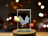 Recognition Crystal Friesian Chicken Trophy Award Statue with LED Base - Farmhouse Decor - Custom Award From A&B Crystal Collection