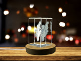 Serama Chicken 3D Engraved Crystal Trophy Award - Handmade Art with LED Base Light Recognition - Custom Award From A&B Crystal Collection