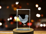 Poland Chicken 3D Engraved Crystal Trophy Award for Recognition with FREE LED Base Light - Custom Award From A&B Crystal Collection