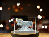 Wild Strength Recognition: 3D Engraved Crystal Warthog Pig with LED Base Light - Custom Award From A&B Crystal Collection