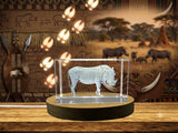 3D Engraved Crystal African Boar Pig with LED Base - Custom Award From A&B Crystal Collection