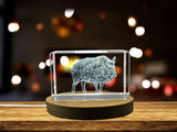 Recognition Untamed Spirit: 3D Engraved Crystal Wild Boar Sculpture with LED Base Light - Custom Award From A&B Crystal Collection