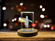 Royal Penguin Enchanting 3D Engraved Crystal Decor Gift