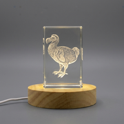 3D Engraved Dodo Crystal Figurine