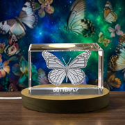 Crystal gravé 3D unique avec design papillon - Cadeau parfait pour les amoureux de la nature