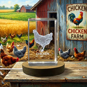 Unique 3D Engraved Crystal of a Majestic Chicken - Perfect for Farmhouse Decor and Poultry Enthusiasts
