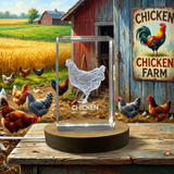 Majestic Chicken 3D Engraved Crystal Trophy Award - Unique Recognition Gift for Farmhouse Decor - Custom Award From A&B Crystal Collection
