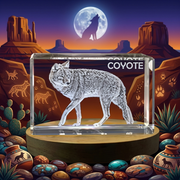 3D Engraved Wild Coyote Crystal Trophy Award - Recognition Gift for Wildlife Lovers