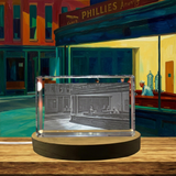 Nighthawks 3D Engraved Crystal Keepsake Trophy Award With Recognition LED Base - Made in Canada - Custom Award From A&B Crystal Collection