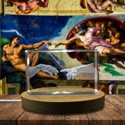 Fine Hand of God and Adam Michelangelo 3D Engraved Crystal