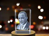 Martin Luther King Jr. 3D Engraved Crystal - Celebrate the Legacy of the "King of Civil Rights" A&B Crystal Collection