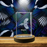 Magpie 3D Engraved Crystal Trophy Award With Recognition - Premium Gift for Bird Lovers