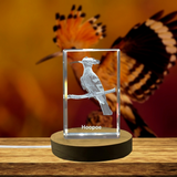 Hoopoe 3D Engraved Crystal Trophy Award Keepsake - Unique Bird Recognition Decor in Luxurious Design - Custom Award From A&B Crystal Collection